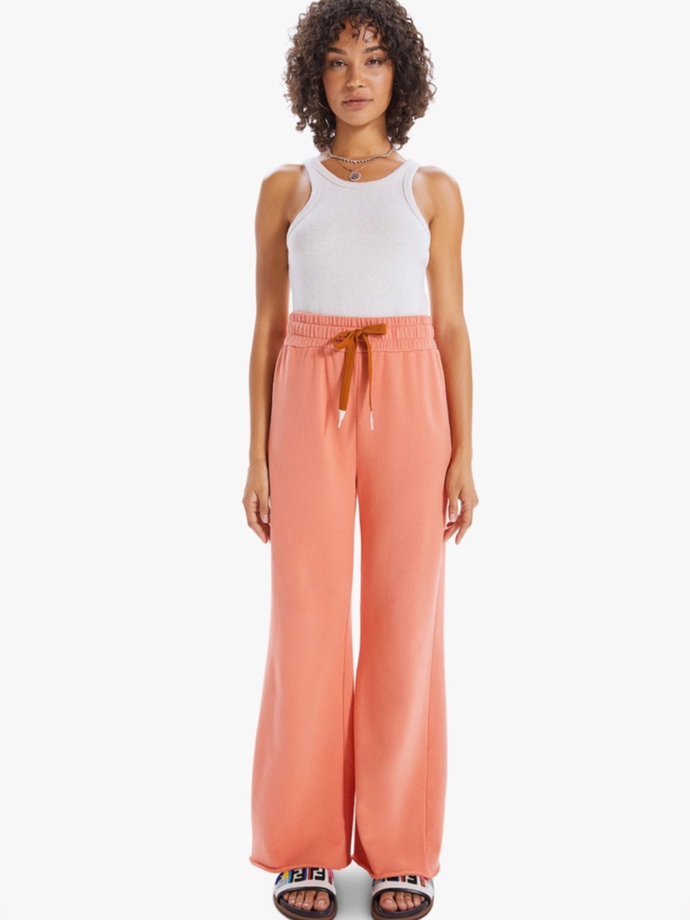 Mother The Knockout Roller Fray Sweatpants Coral S